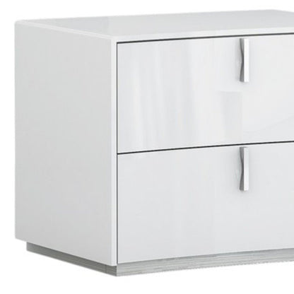 Mesita de noche de madera manufacturada blanca de 18" con dos cajones