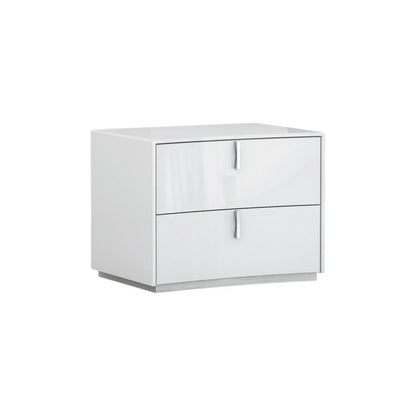 Mesita de noche de madera manufacturada blanca de 18" con dos cajones