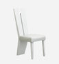 Set of Two White Upholstered Faux Leather Ladder Back Dining Side Chairs