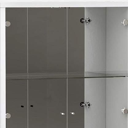 Vitrina de madera blanca y plateada de 50" con dos puertas y un cajón