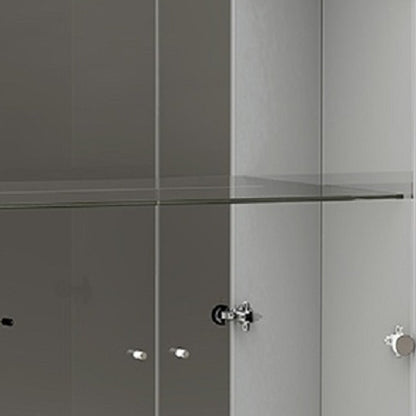 Vitrina de madera blanca y plateada de 50" con dos puertas y un cajón