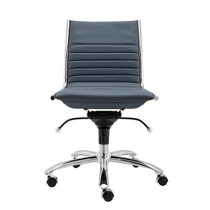 Blue and Silver Adjustable Swivel Faux Leather Rolling Conference Office Chair