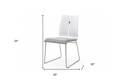 Gray and Silver Upholstered Faux Leather Dining Side Chair