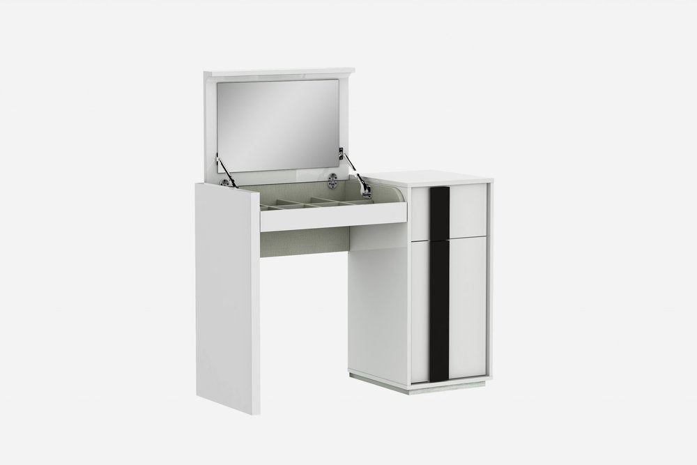 Cómoda blanca de 39" con un cajón y espejo