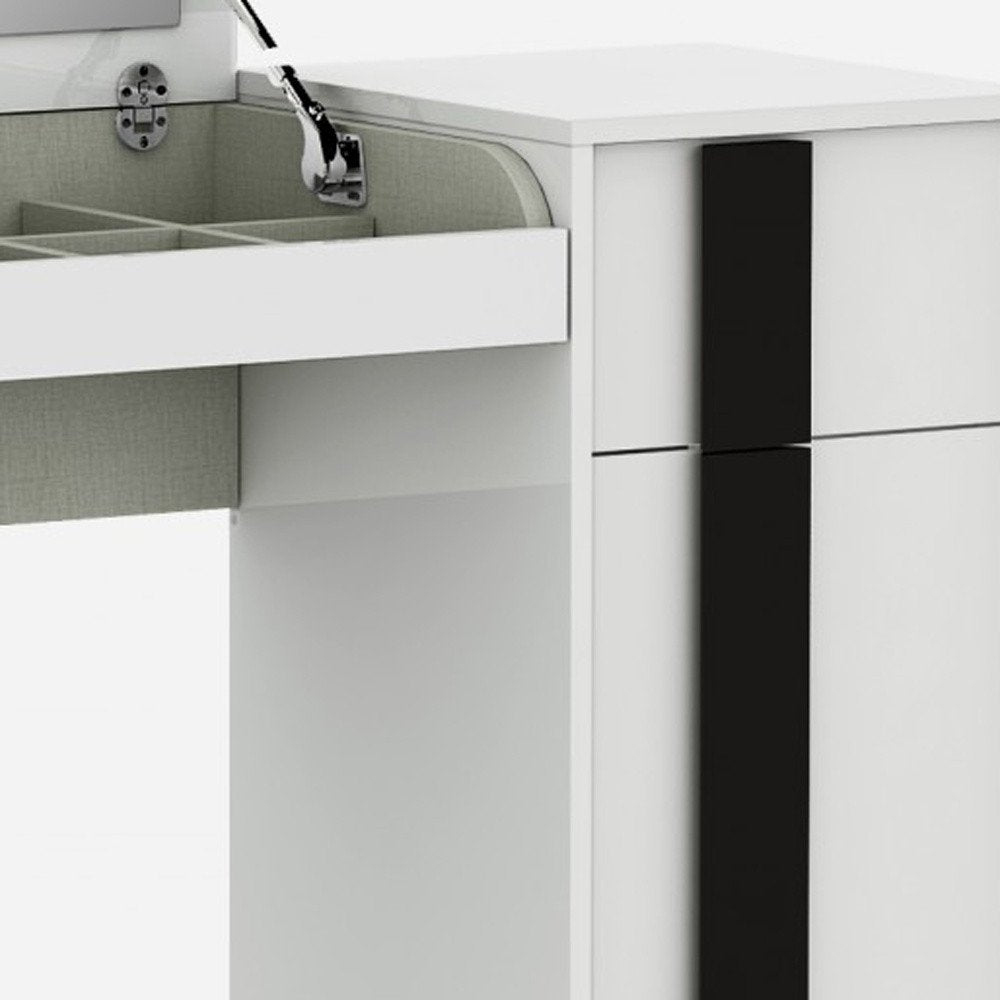Cómoda blanca de 39" con un cajón y espejo