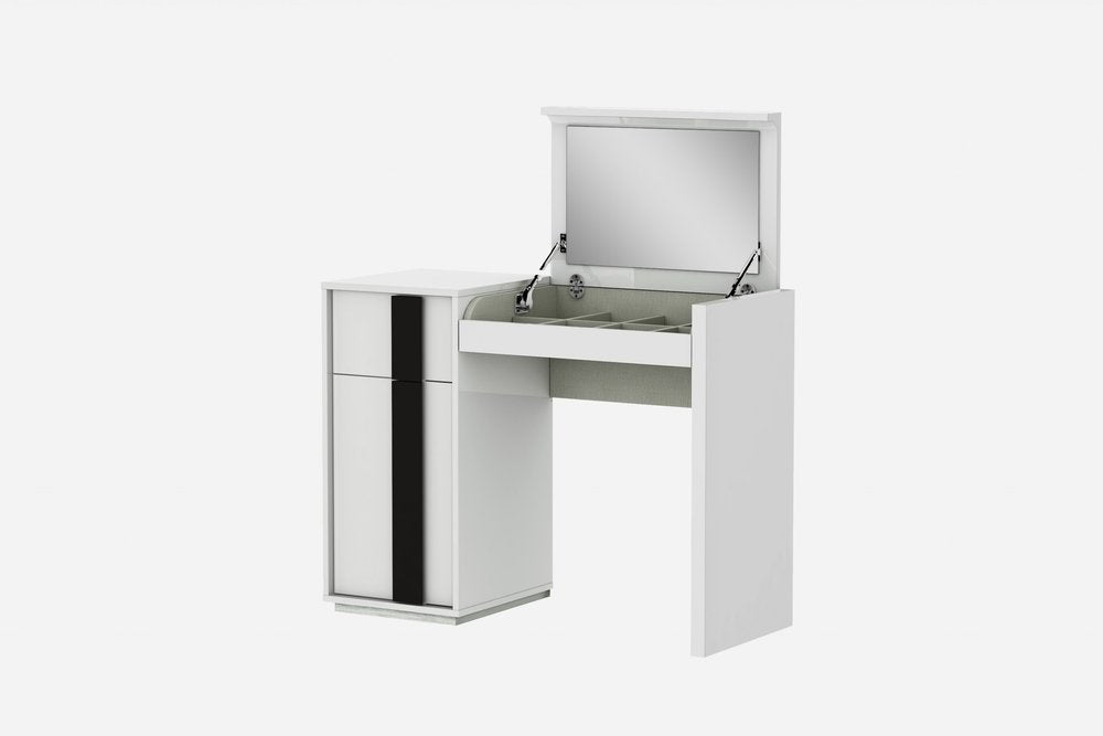 Cómoda blanca de 39" con un cajón y espejo
