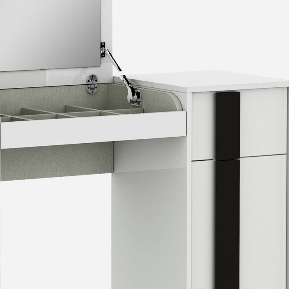 Cómoda blanca de 39" con un cajón y espejo