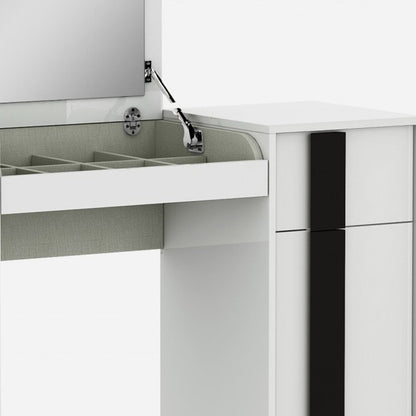 Cómoda blanca de 39" con un cajón y espejo