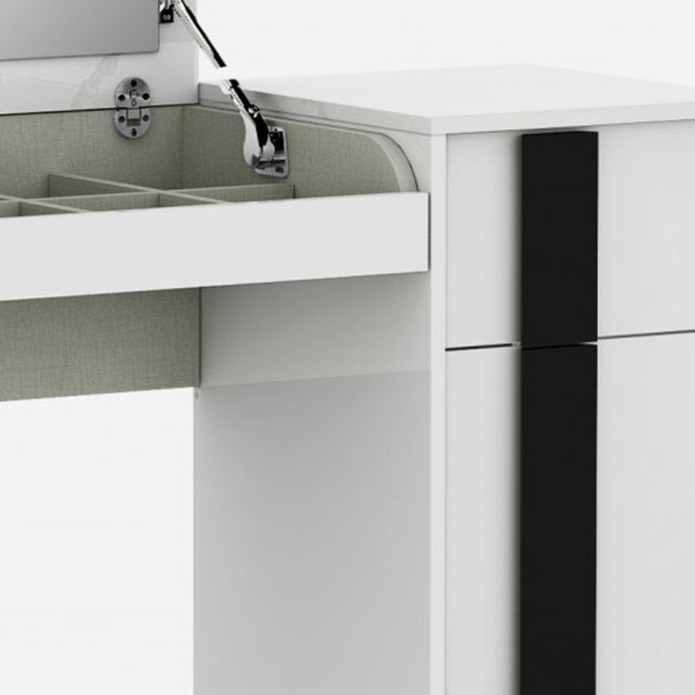 Cómoda blanca de 39" con un cajón y espejo