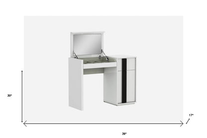 Cómoda blanca de 39" con un cajón y espejo