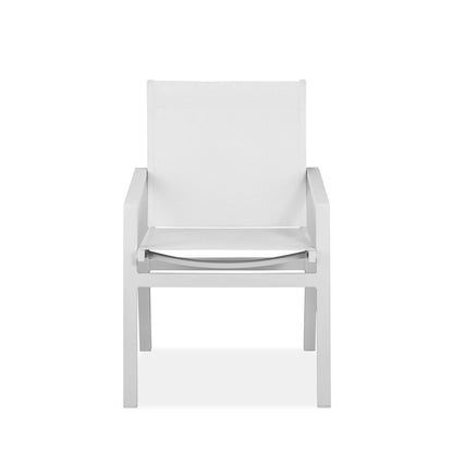 Juego de dos sillas de comedor para interior y exterior de metal blanco de 22"