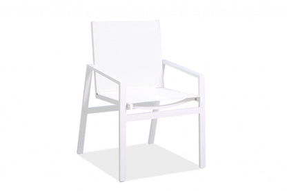 Juego de dos sillas de comedor para interior y exterior de metal blanco de 22"