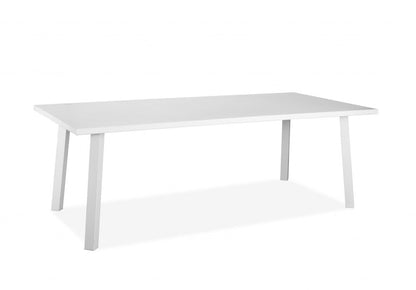 Mesa de comedor para exteriores de aluminio blanco de 87"