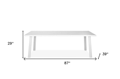 Mesa de comedor para exteriores de aluminio blanco de 87"