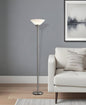 73" Black And White Torchiere Floor Lamp With White Acrylic Cone Shade
