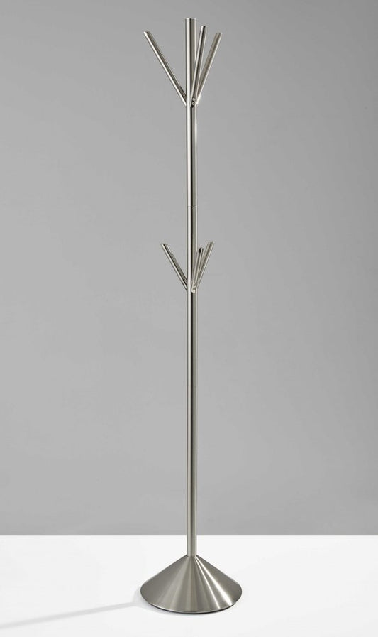 Perchero piramidal de acero cepillado de 30 x 172 cm