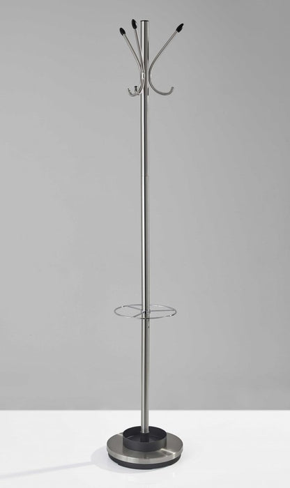 Perchero de pie de acero cepillado de 13" x 68"