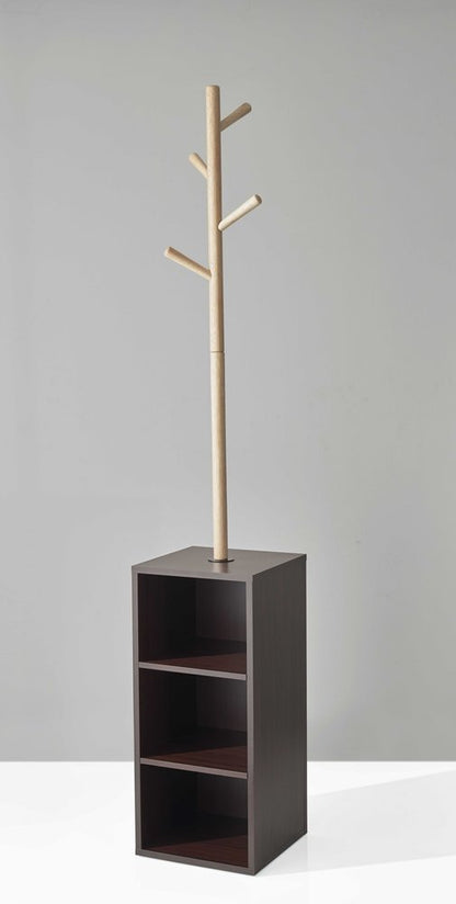 Perchero de almacenamiento de nogal de 30 x 30 x 175 cm