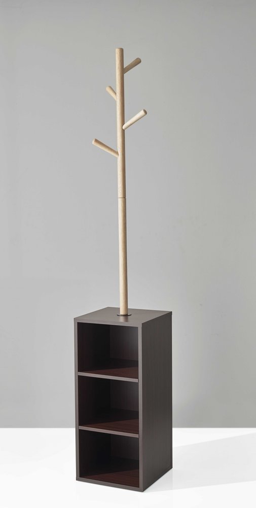Perchero de almacenamiento de nogal de 30 x 30 x 175 cm