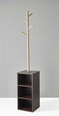 Perchero de almacenamiento de nogal de 30 x 30 x 175 cm