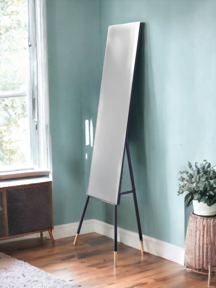 57" Black  Rectangle Cheval Standing  Metal Framed