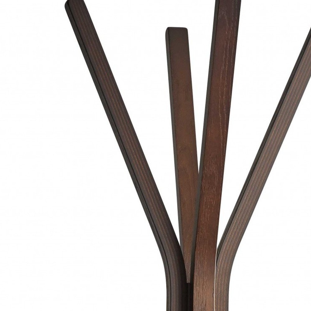 Perchero independiente de madera marrón de 68" con cuatro ganchos