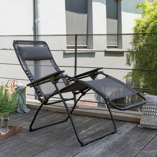 Silla de exterior de gravedad cero de metal grafito de 71 cm con cojín grafito