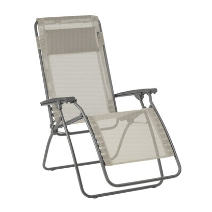 Silla de exterior de gravedad cero de metal azul de 27" con cojín azul