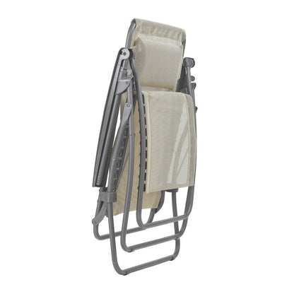 Silla de exterior de gravedad cero de metal azul de 27" con cojín azul