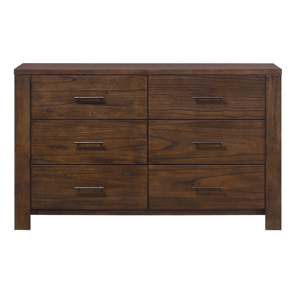 Cómoda de metal marrón de seis cajones de 59"
