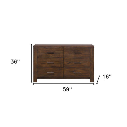 Cómoda de metal marrón de seis cajones de 59"