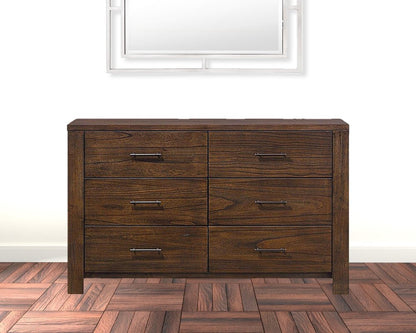 Cómoda de metal marrón de seis cajones de 59"