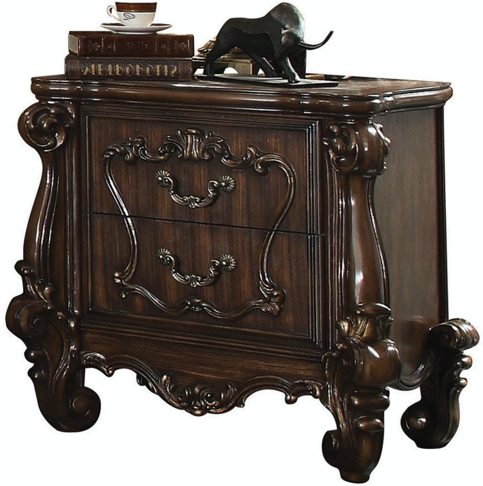 31" White Wood Two Drawer Nightstand