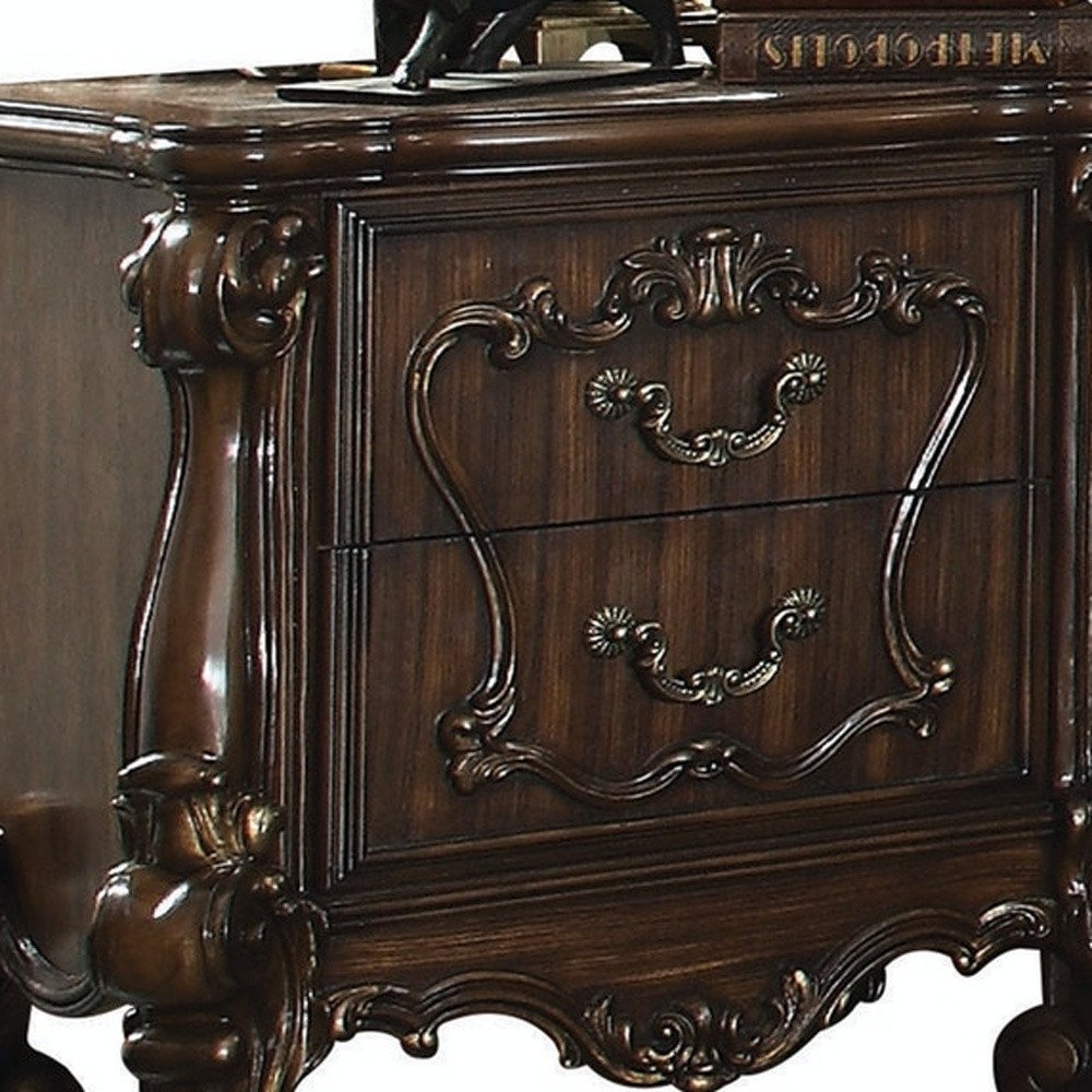 31" White Wood Two Drawer Nightstand