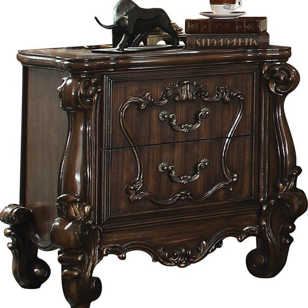 31" White Wood Two Drawer Nightstand