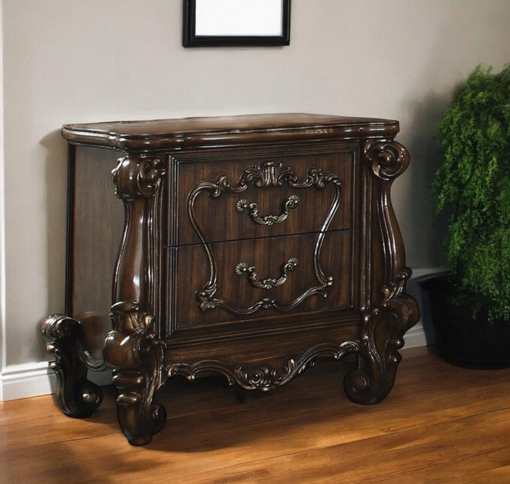 31" White Wood Two Drawer Nightstand