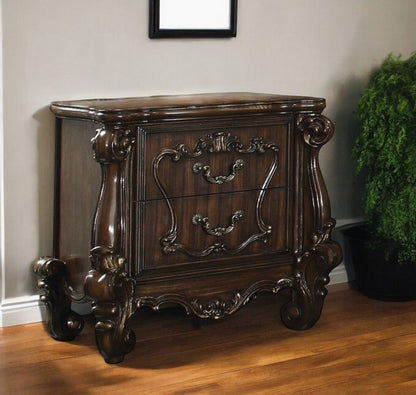 31" White Wood Two Drawer Nightstand