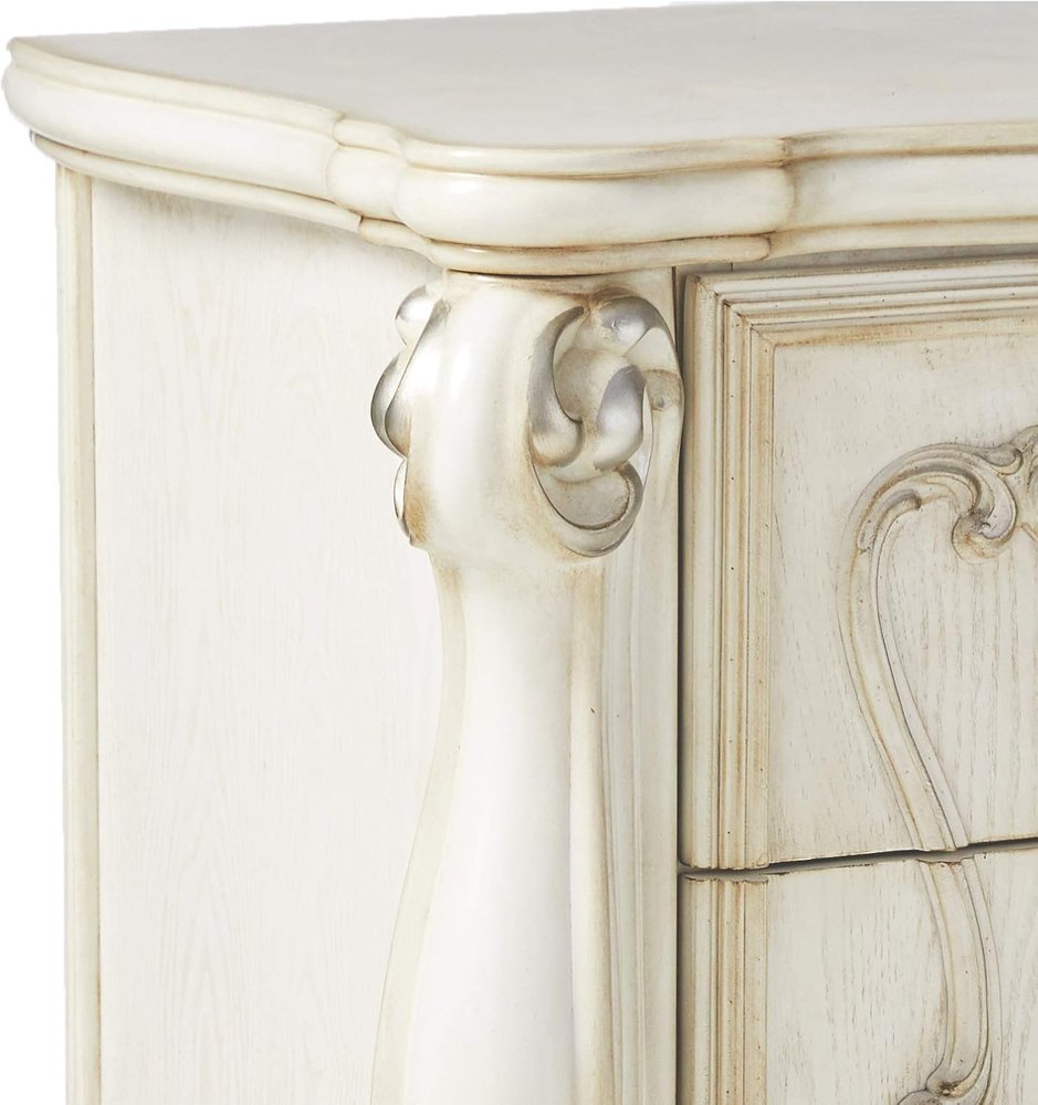 31" White Wood Two Drawer Nightstand