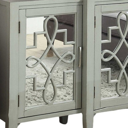 72" Black And Silver Mirrored Solid Wood Distressed Solid Console Table