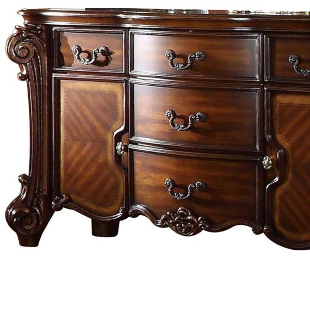 Cómoda de cinco cajones de madera maciza de 71"