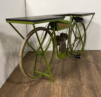 Carrito de cocina para bicicletas de madera maciza y metal marrón y verde de 71"