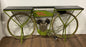 Carrito de cocina para bicicletas de madera maciza y metal marrón y verde de 71"