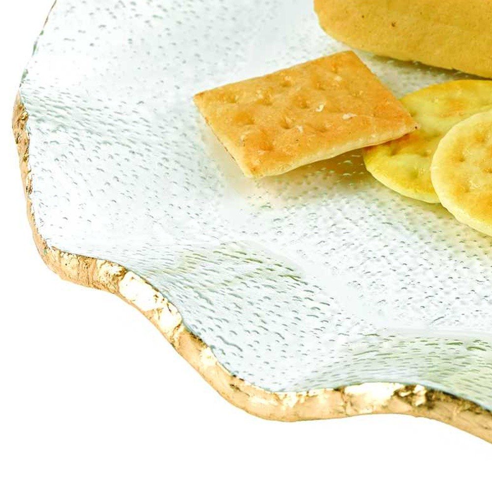 13 Mouth Blown Wavy Edge Gold Leaf Platter Or Charger