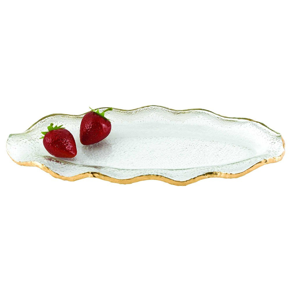 13 Mouth Blown Wavy Edge Gold Leaf Platter Or Charger