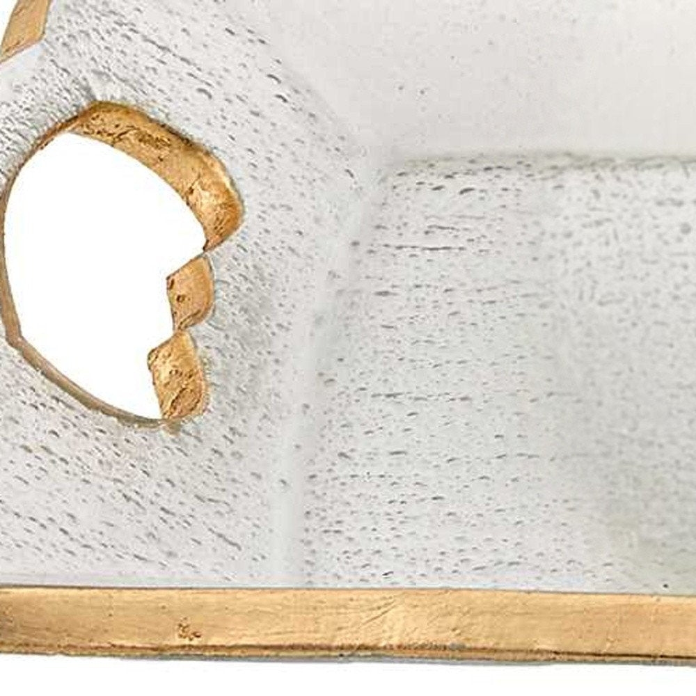 Bandeja para servir de vidrio transparente y dorado de 11" con asas