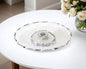 Plato giratorio de vidrio transparente y plateado de 13" con acabado a mano