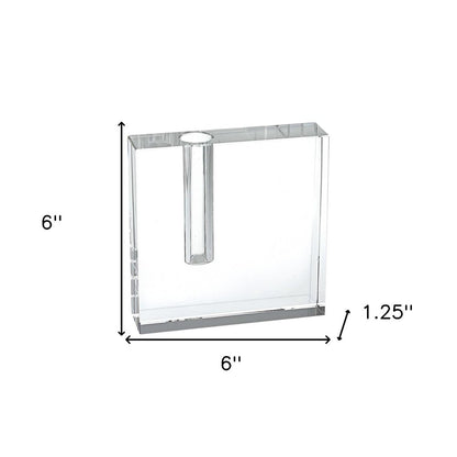 6" Clear Square Lead Free Crystal Bud Vase