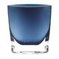8" Midnight Blue And Clear Oval Crystal Glass Table Vase