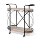 Carrito de bar Cyclider de metal negro con dos estantes de madera