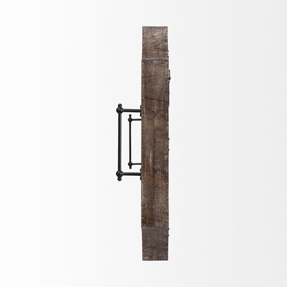 Bandeja para servir hexagonal de madera marrón de 23" con espejo y asas